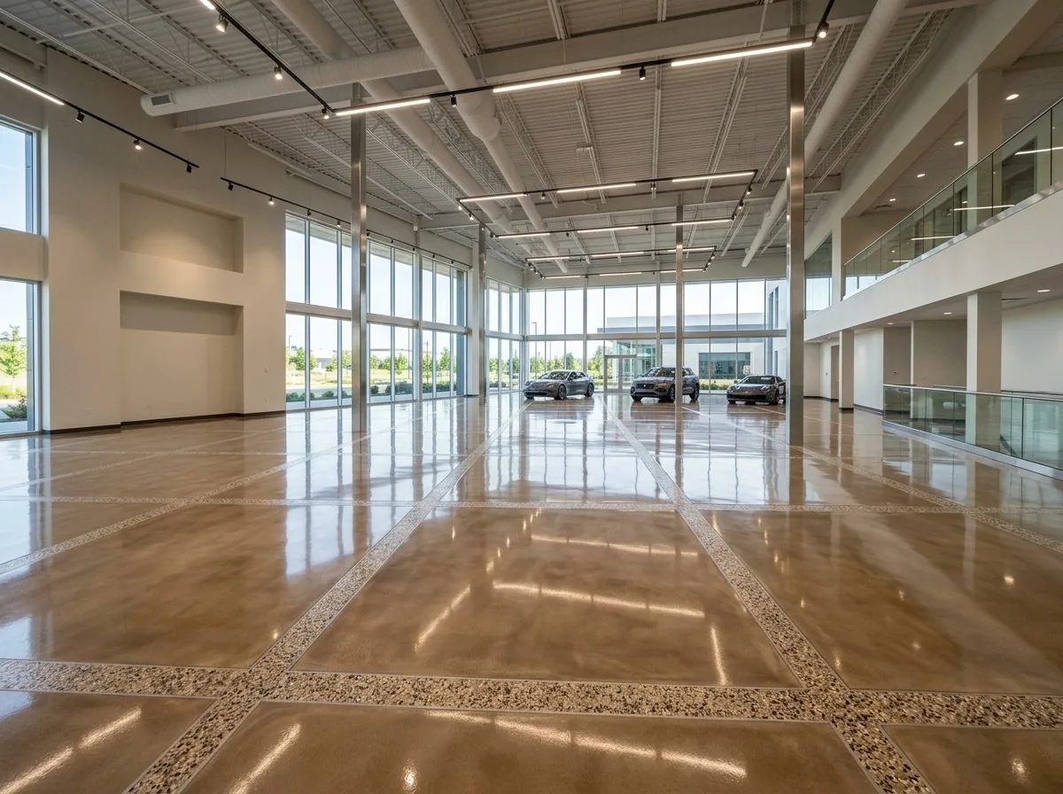 Industrial epoxy floor in a warehouse facility